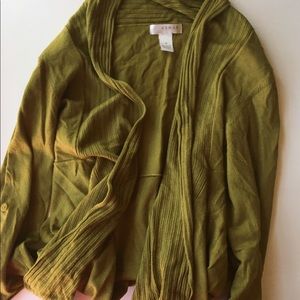 Olive green open-front cardigan [kenar]